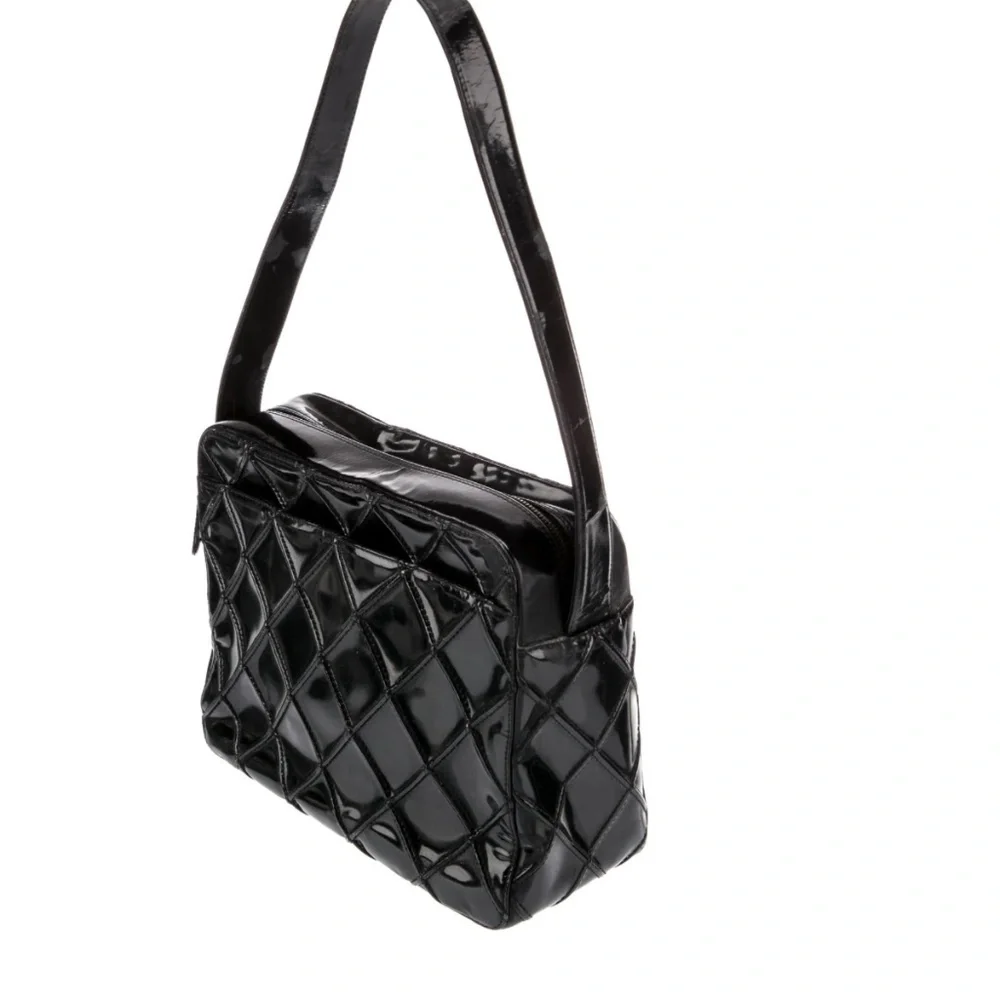CHANEL Patent Quilted Camera Bag